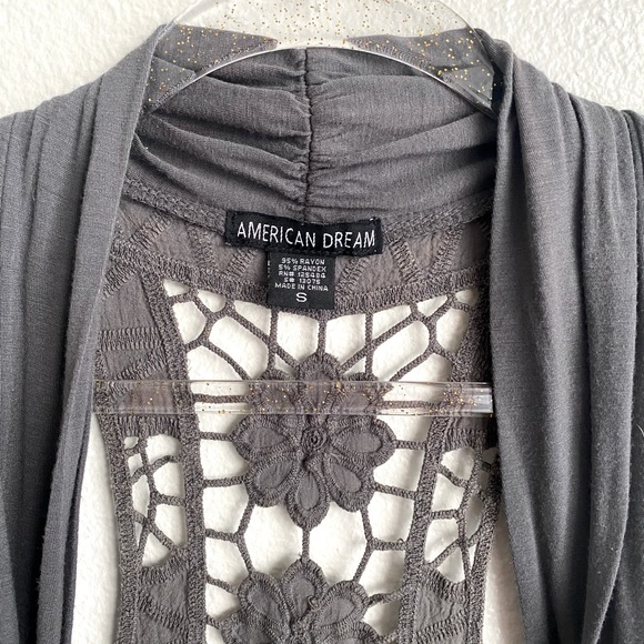 Grey Lace Draped Cardigan - Picture 3 of 5